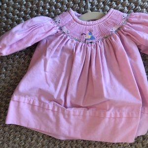 Shepard scene smocked pink dress